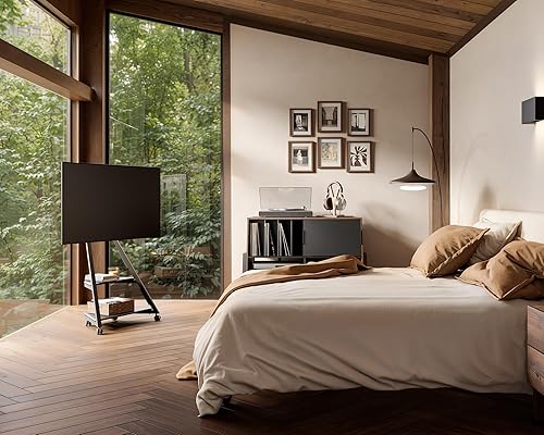 Miniatura 9 de FITUEYES Soporte esquinero de TV de diseño para televisores de 32, 43, 50, 55 y 65 pulgadas, soporte de TV de piso para espacios pequeños, carrito