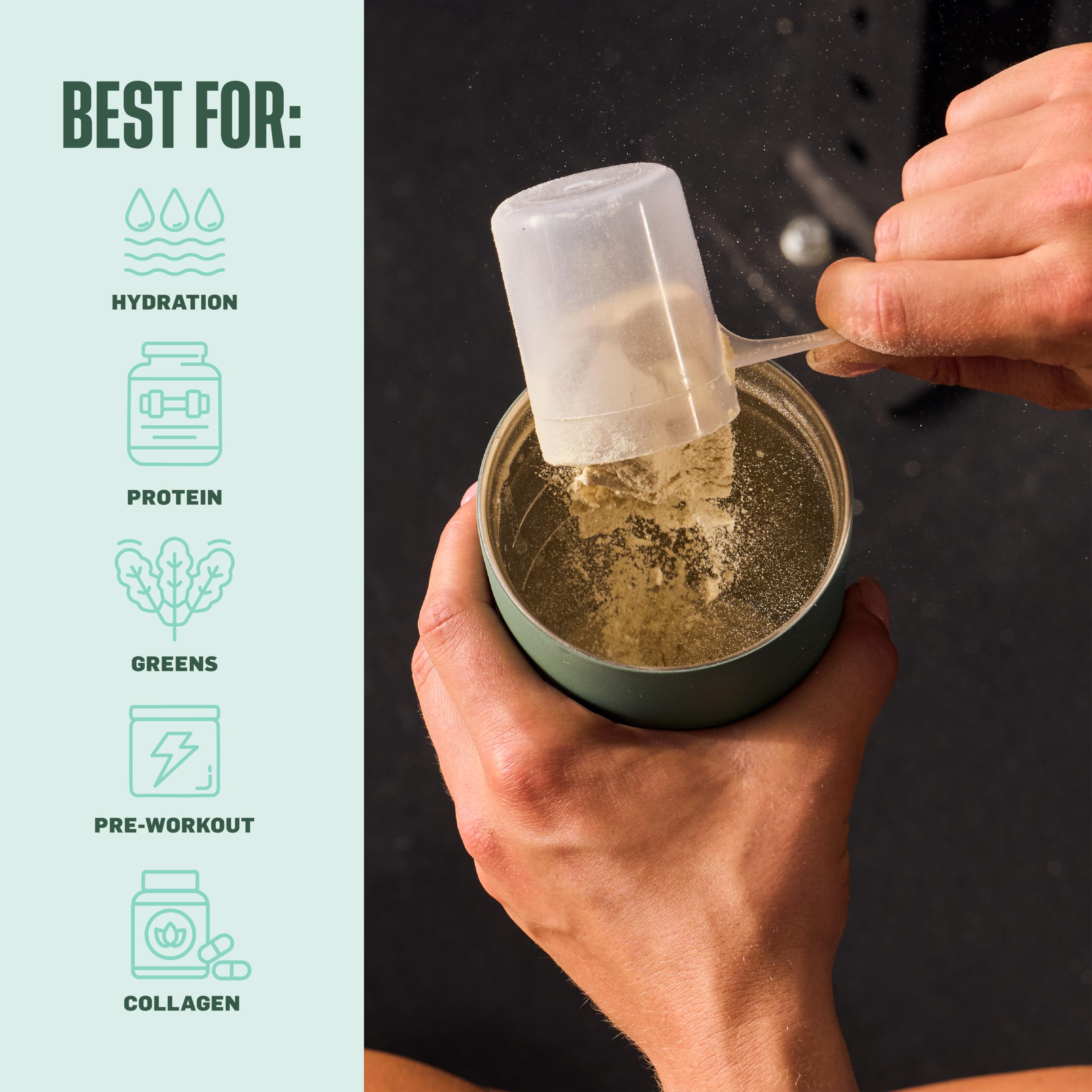 BlenderBottle Gobelet shaker 2 en 1 en acier inoxydable, 710 ml, verre de mer | Anti-fuite avec paille retirée | Technologie Blenderball Whisk | Bec verseur à bec verseur | Protéines | Verts | Hydratation
