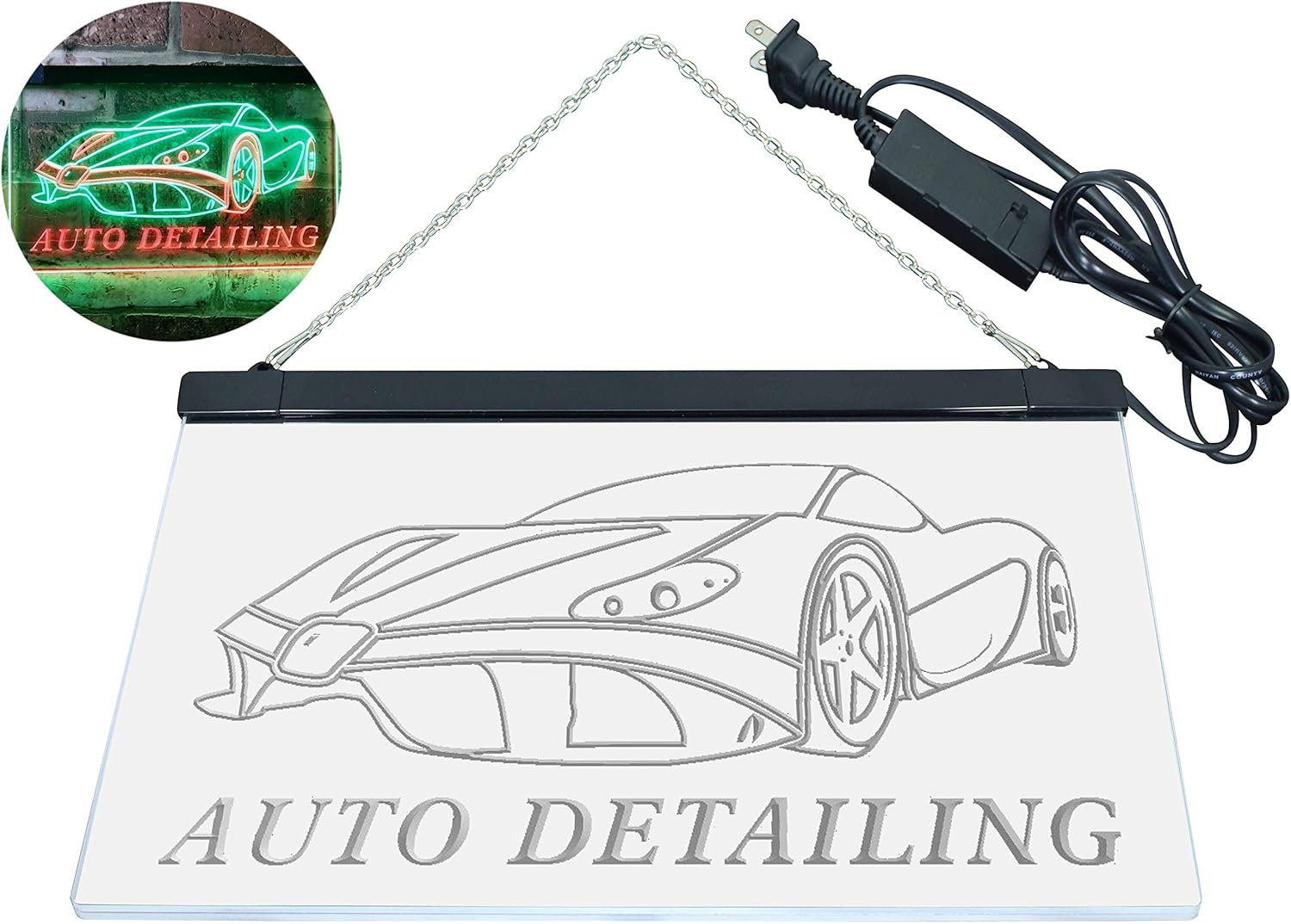 ADVPRO Auto Detailing Car Repair Garage Dual Color LED Neon Sign Green & Red 12" x 8.5" st6s32-s0233-gr