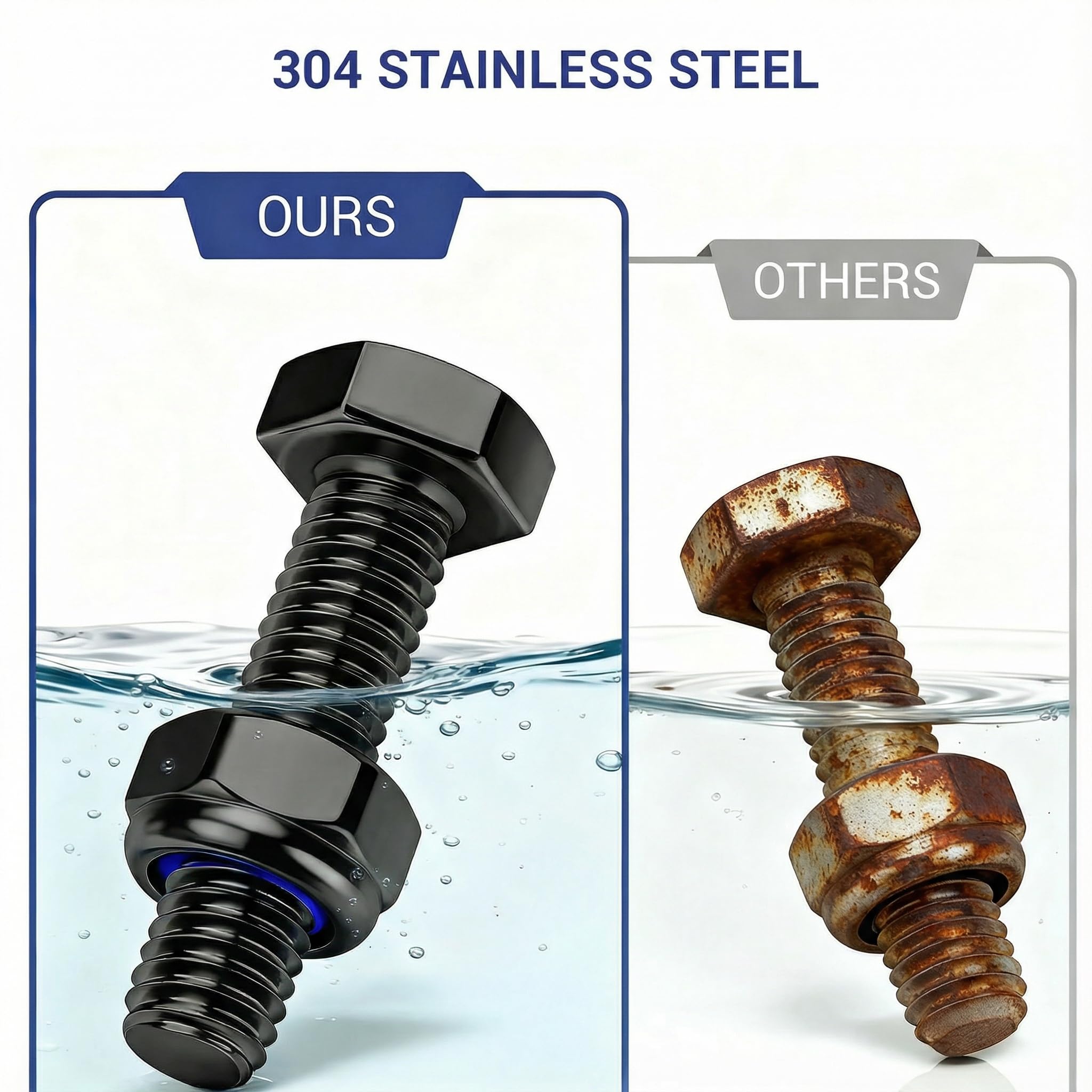M6x16mm Bulloni 15 Pezzi Viti M6 Nere Viti Acciaio Inossidabile 304 DIN 933 Esagono Esterno con Dadi Autobloccanti per Macchine Condotti di Ventilazione Mobili