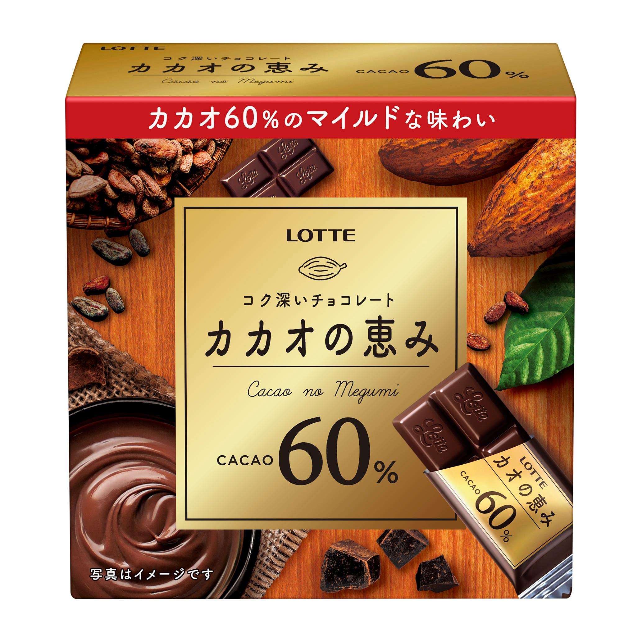 Lotte Cacao Blessings 60% Box 56g | Pack of 2 | Made in Japan | Japanese Chocolate | Japanese Sweets