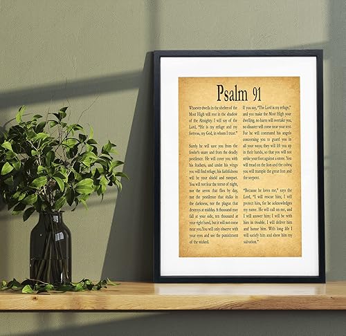 Miniatura 5 de Póster enmarcado del Salmo 91 con impresión del Salmo 91, arte de pared cristiano, póster de regalo religioso Salmo 91, versículo de la Biblia,