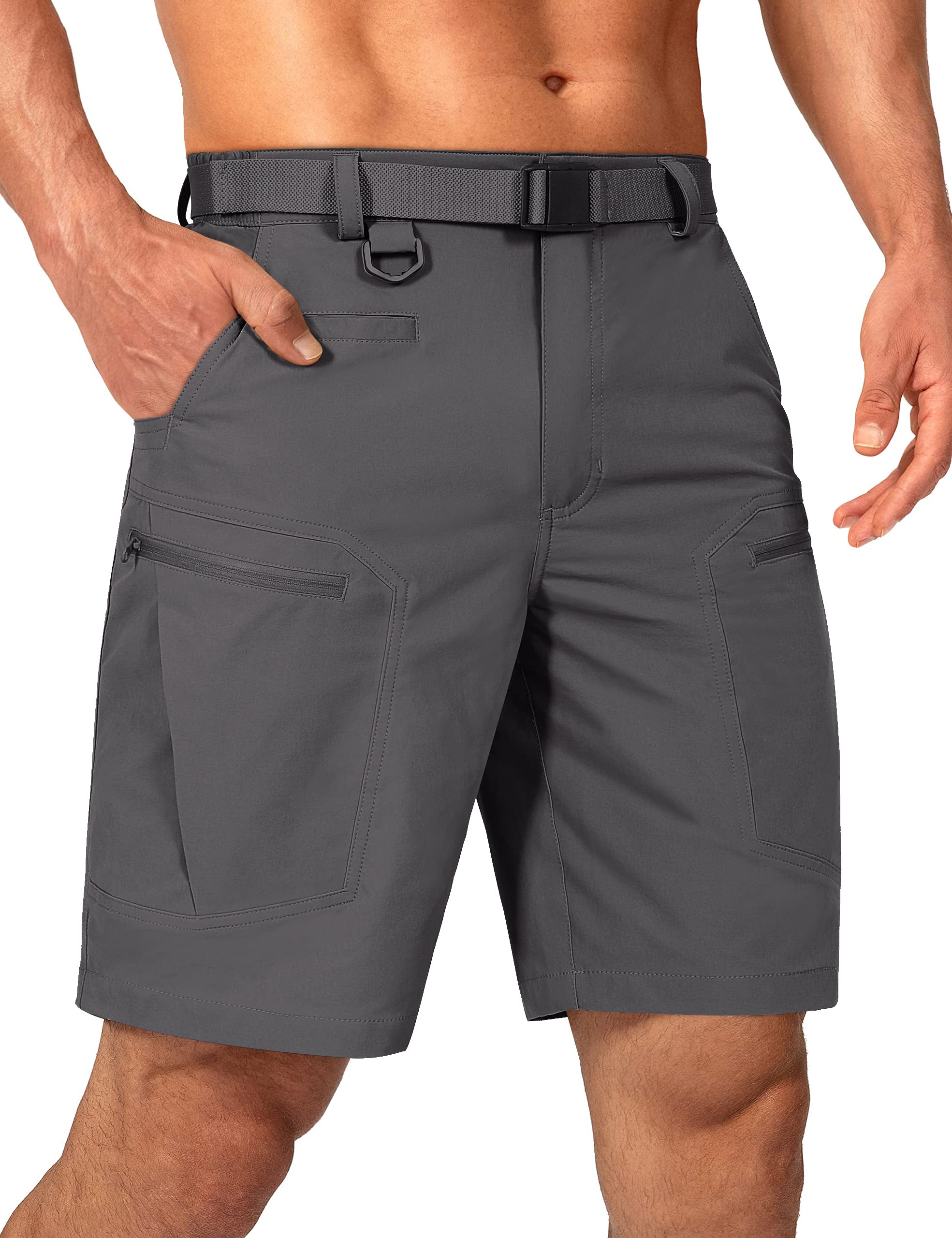 Shallowlulu Mens Cargo Hiking Shorts Water Resistant Quick Dry Lightweight Breathable Tactical Shorts with Nylon Belt