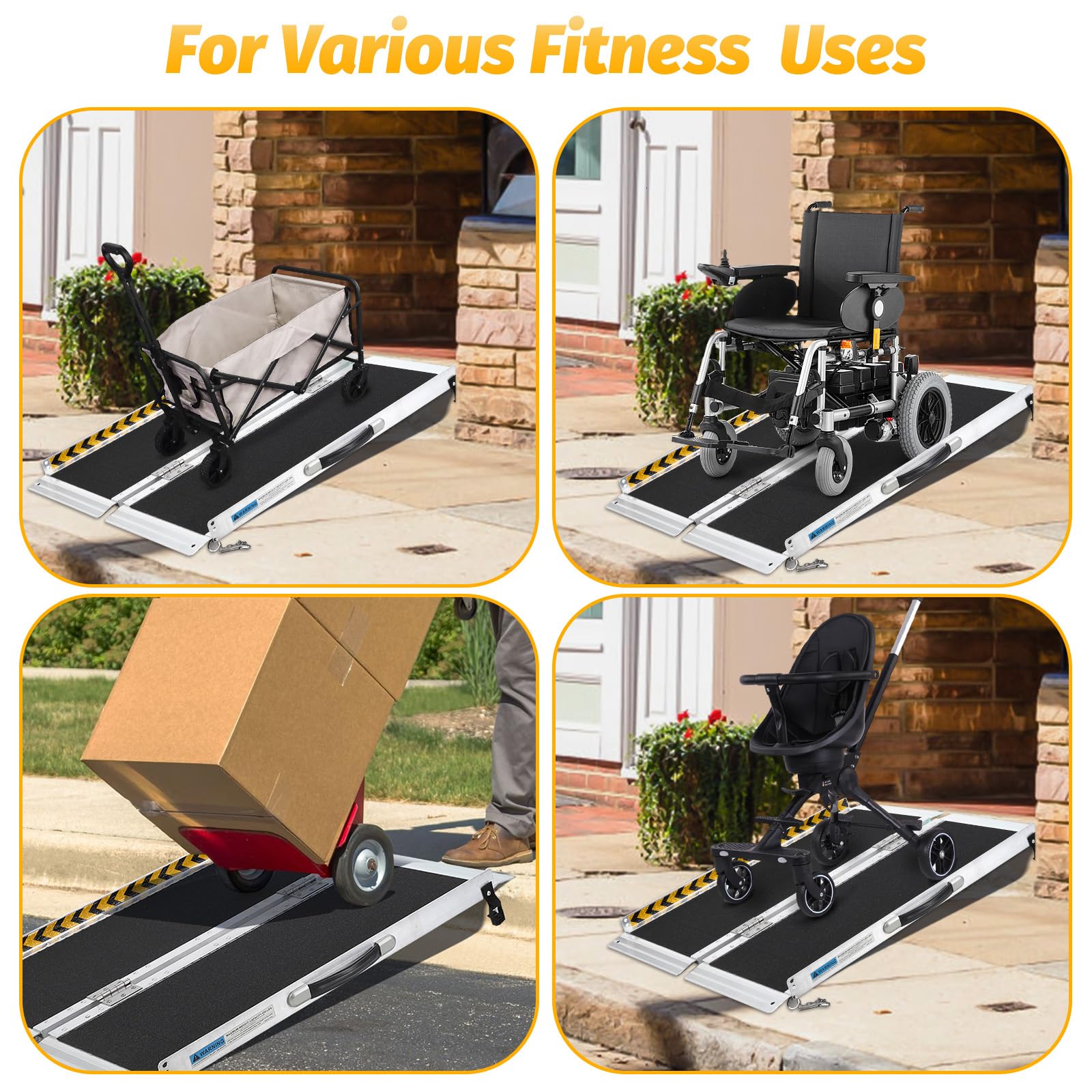 Rampa para Silla de Ruedas, Aluminio, Negro y Plateado, 2 pies