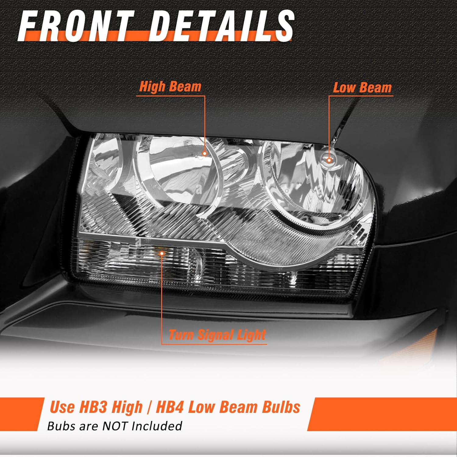 Headlight Assembly for 2005 2006 2007 2008 2009 2010 Chrysler 300 Headlights Driver and Passenger Side, Chrome Housing Clear(Driver and Passenger Side) Chrome Housing 05-10 Chrysler 300