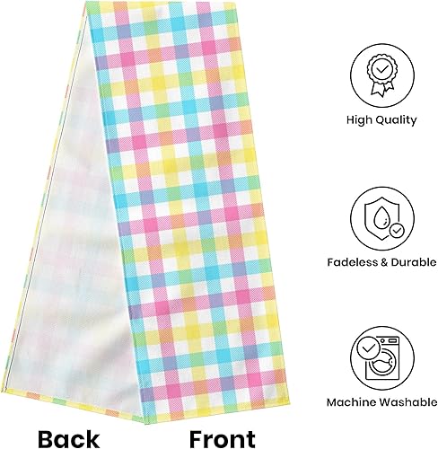 Miniatura 7 de Camino de mesa de primavera a cuadros de búfalo de 13 x 72 pulgadas decoración de temporada de primavera y verano decoración de fiesta para