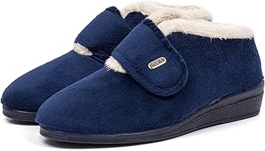 CoboFamily Women's Winter Home Ankle Boots, Comfortable House Slippers, Cloth Wedge Boots, Rubber Sole Size 35-41 MADE IN SPAIN