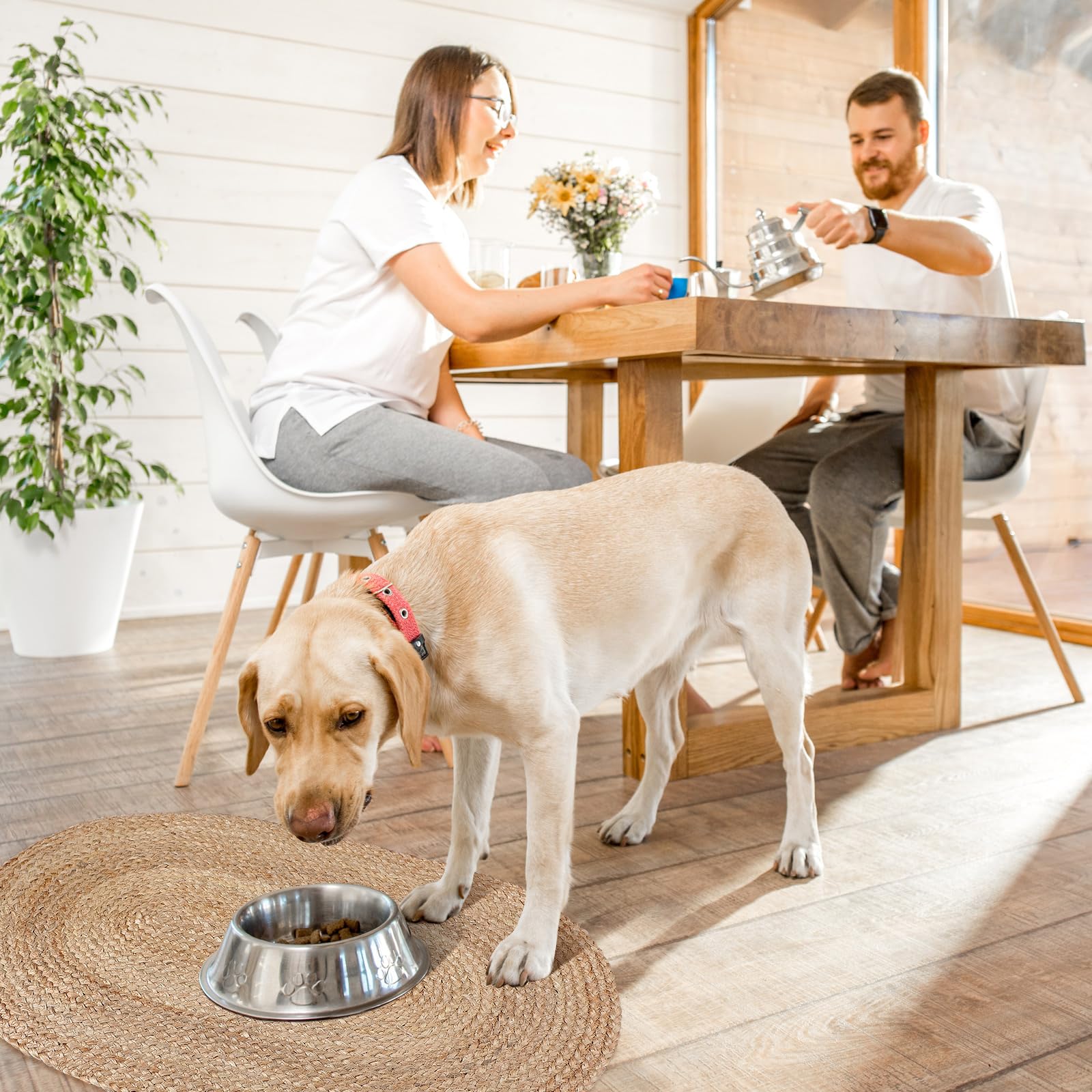 Tinideya Geflochtene Jute-Hundenapf-Matte, 78,9 x 50,8 cm, rustikale Matte, natürliche Katzen-Platzsets für Futter und Wasser, ovaler Teppich, ungiftige Futtermatten für Futternapf oder