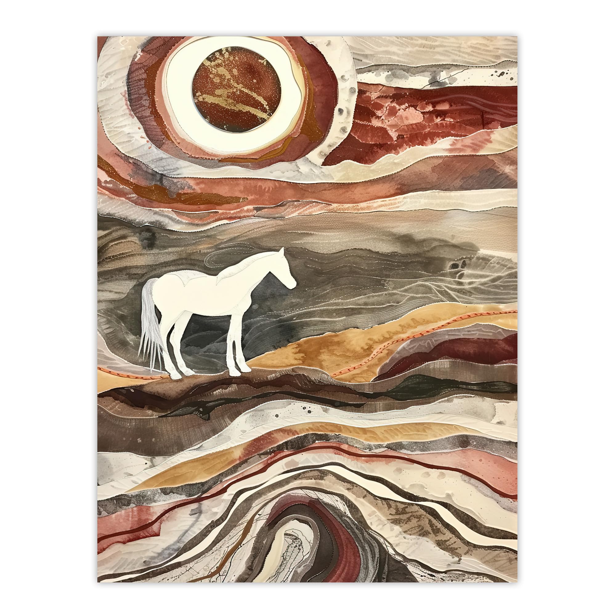 Artery8 White Horse Abstract Camargue France Landscape Living Room Large Wall Art Poster Print Thick Paper 18X24 Inch
