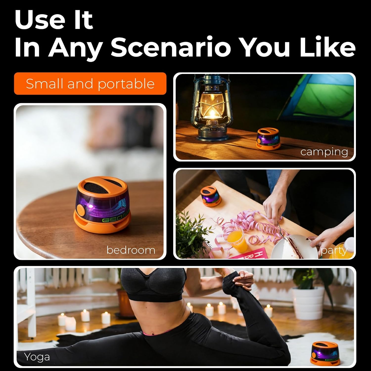 G200 Magnetic Bluetooth Speaker Mini, 9-Core Magnet for Metal Surfaces, 40mm Driver with Bass & RGB Light, 7H Playtime IPX5 Waterproof, Phone Stand for Camping & Home Gifts1 Orange