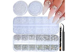 4Box NailRhinestones and Pearls Nail Charms Crystals Gem Decoration