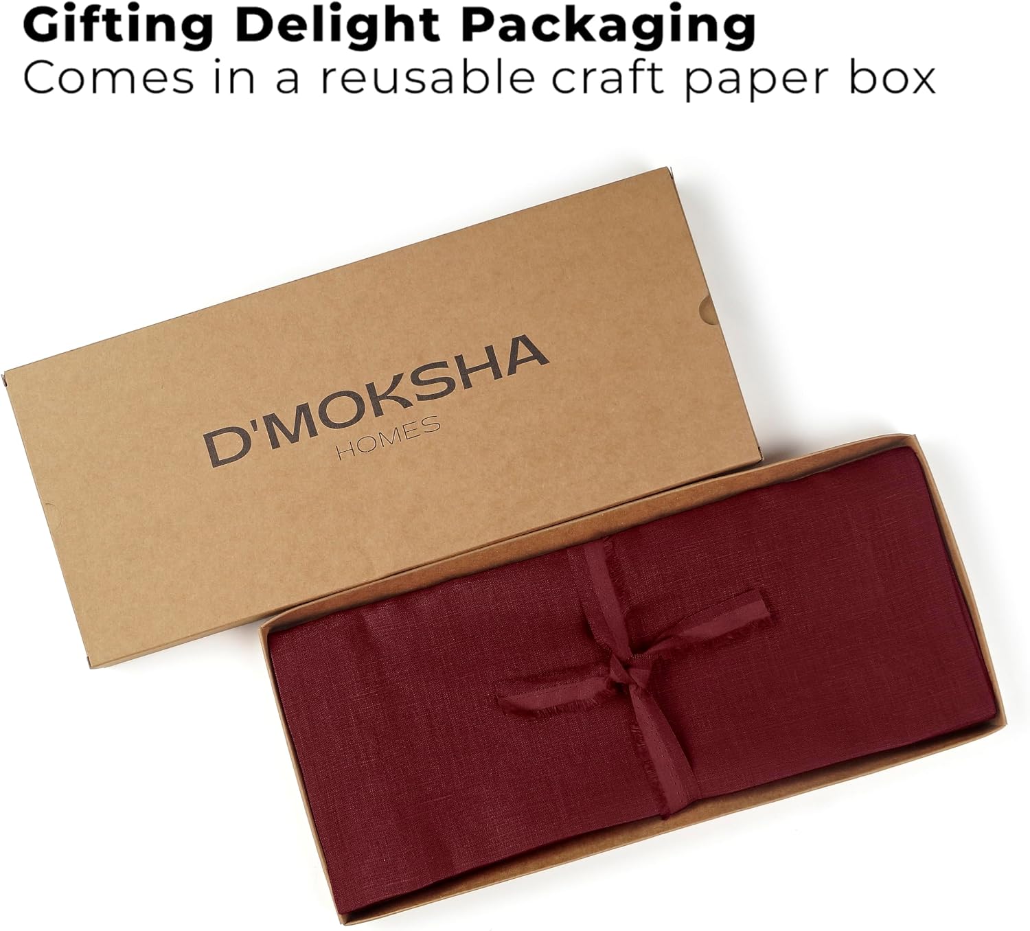 Classic Linen™ by D'Moksha, Dark Red Table Runner 108 Inches Long, 100% Pure Linen, 14 x 108 Inch Table Runner for Dresser, Dining- Fall, Weddings, Outdoor Hosting image 3