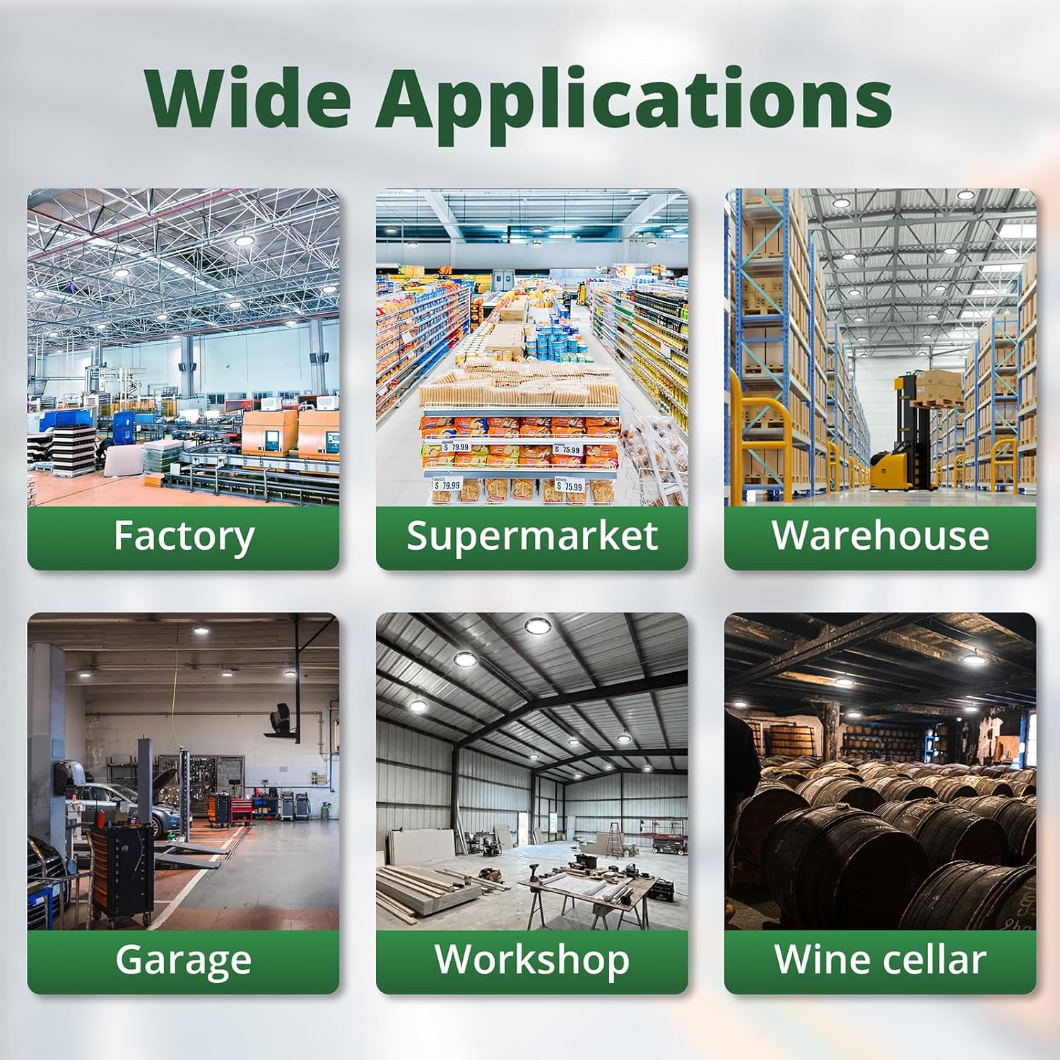 GKOLED 150W UFO LED High Bay Light, Aluminum High Bay LED Shop Lights, 20700LM 5000K 120V, 5.2 FT Cable with US Plug and Safety Rope, for Warehouse Garage Workshop Factory Barn, 4 Pack