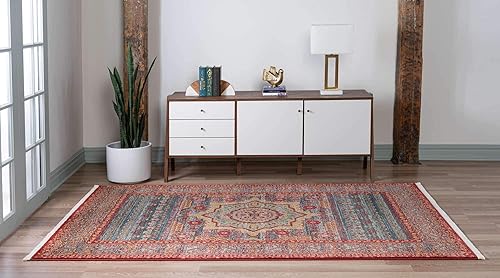 Miniatura 3 de Unique Loom Palace Collection - Alfombra Saray (7 pies 1 pulgada x 10 pies, rectangular, azul marinorojo óxido)