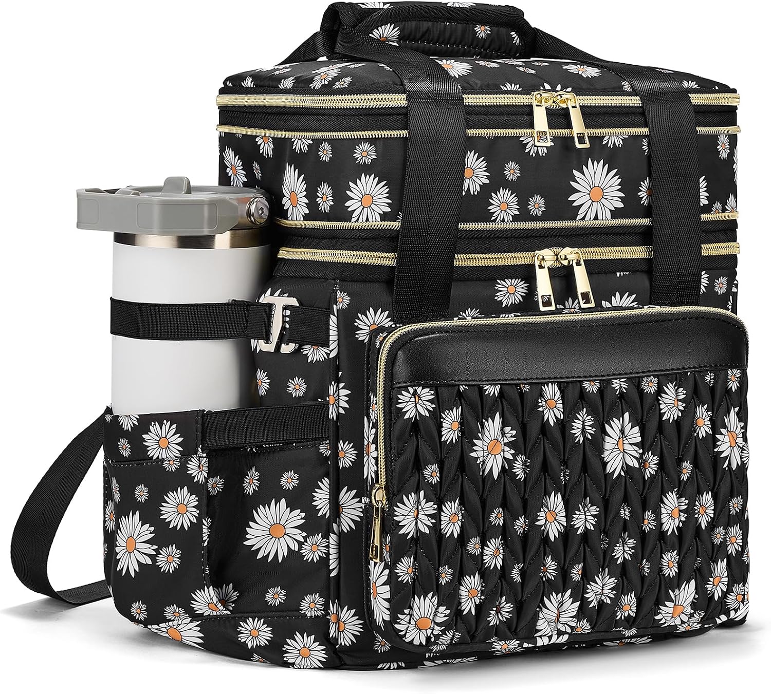 Lunch Box for Women Double Deck Large Lunch Bag Women Daisy Tote Lunch Bag