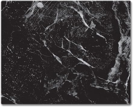 CounterArt Black Marble Design 3mm Heat Tolerant Tempered Glass Cutting Board 15” x 12” Serving Board Charcuterie Board Dishw