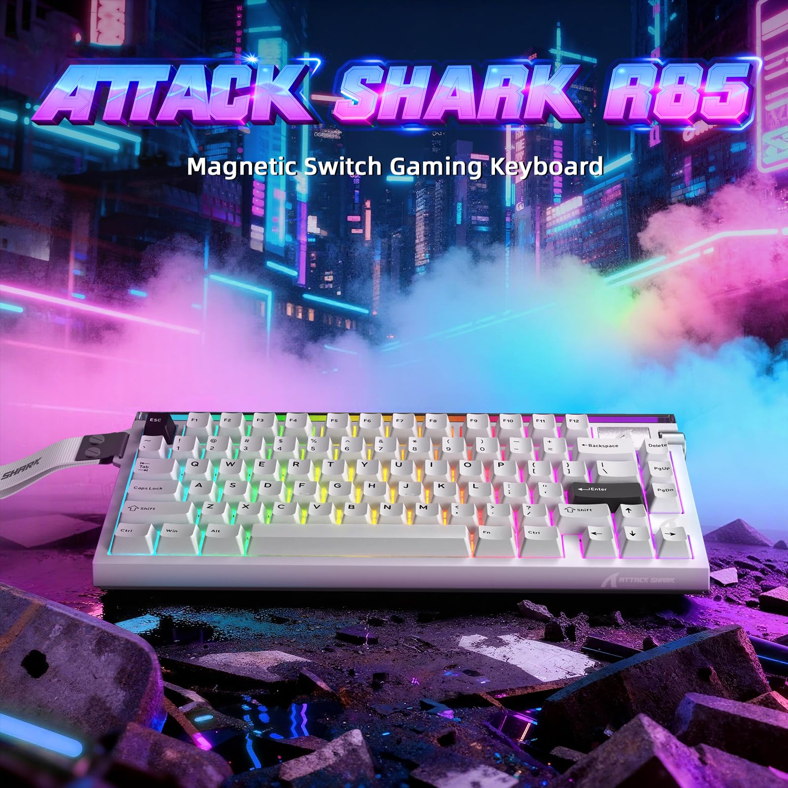 ATTACK SHARK R85HE Teclado Gamer Magnético 75% com Fio 8000Hz