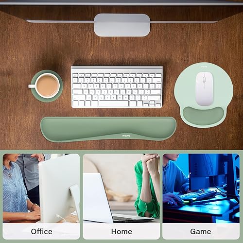 Miniatura 6 de MOSISO Soporte para reposamuñecas para mouse pad y juego de teclado, alfombrilla de mouse ergonómica aerodinámica y base antideslizante, alivio del