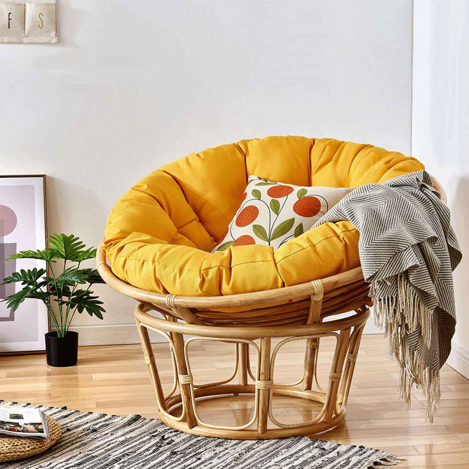 Générique Coussin De Chaise Papasan, Coussin De Siège Imperméable pour Papasan, Coussin De Sol Rond Et épais, Coussin De Remplacement pour Chaise Suspendue, Jardin Extérieur,café,130 * 130cm