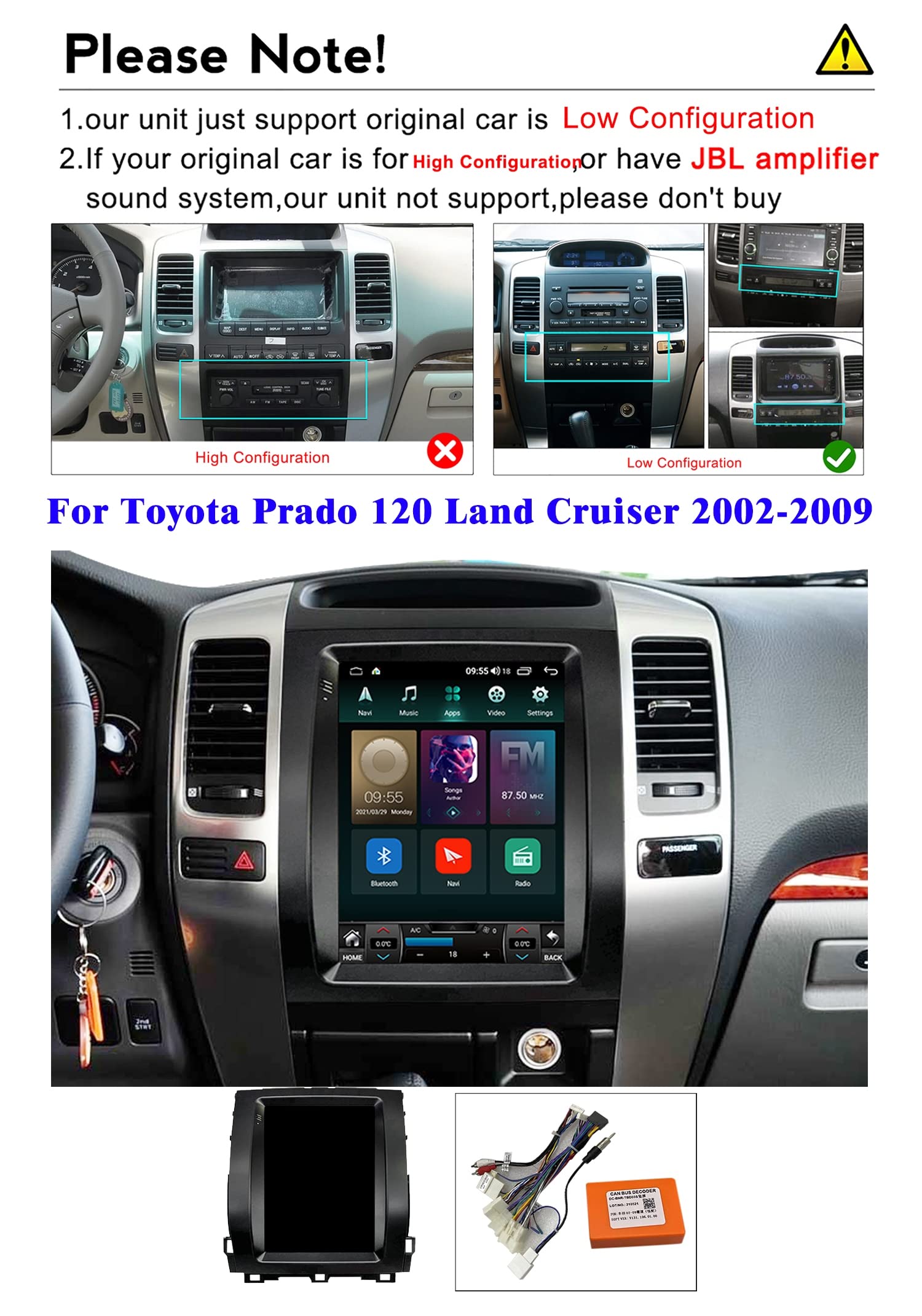 Radio Android 11 Para Toyota Land Cruiser Prado 120 (2002-2009) - Pantalla 9.7", GPS, CarPlay