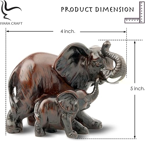 Miniatura 3 de IYARA CRAFT - Estatua de elefante de resina - Familia de vida silvestre decorativa con madre y bebé para realismo 3D clásico. Ideal para sala