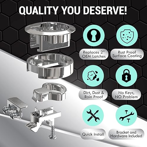 Miniatura 3 de LATCH.IT Cerradura de pestillo empotrado RV  Paquete de 2 pestillos cromados  Pestillo de montaje empotrado  Pestillo de barco 100% metal  Cerradura