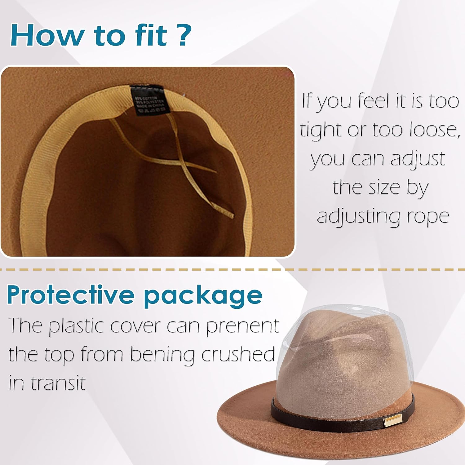 Gossifan Fedora Hats for Men Wide Brim Panama Hat with Classic Belt - Image 4