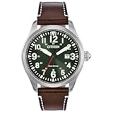 Men&apos;s Sport Casual Garrison 3-Hand Date Eco-Drive Leather Strap Watch&comma; Arabic Markers&comma; Stainless Steel&comma; Field Watch