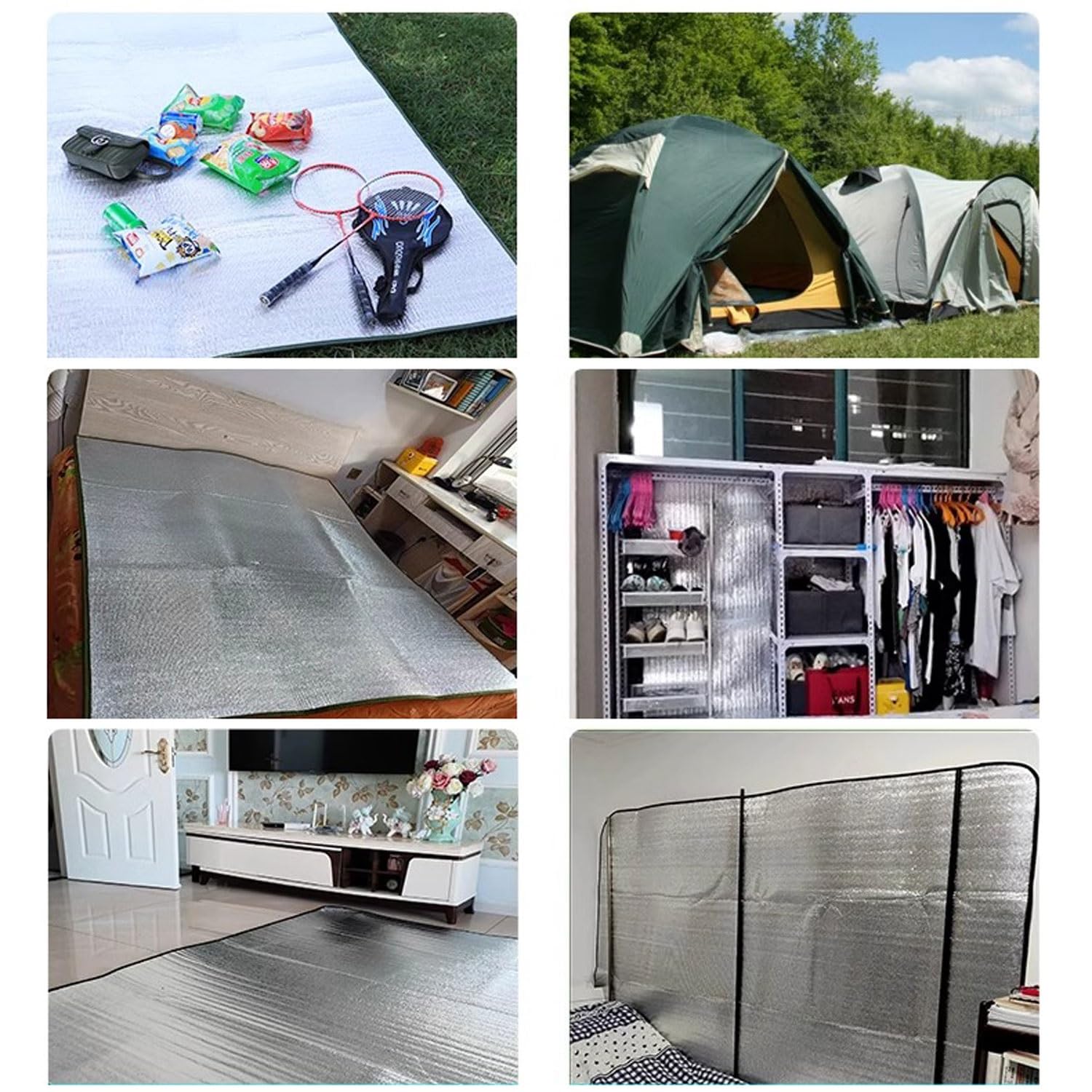 Aluminiowa karimata, mata piankowa, mata do spania z folii aluminiowej, grubość 4 mm, na kemping, mata izolacyjna, mata izolacyjna, składana mata namiotowa, mata podłogowa, mata termiczna