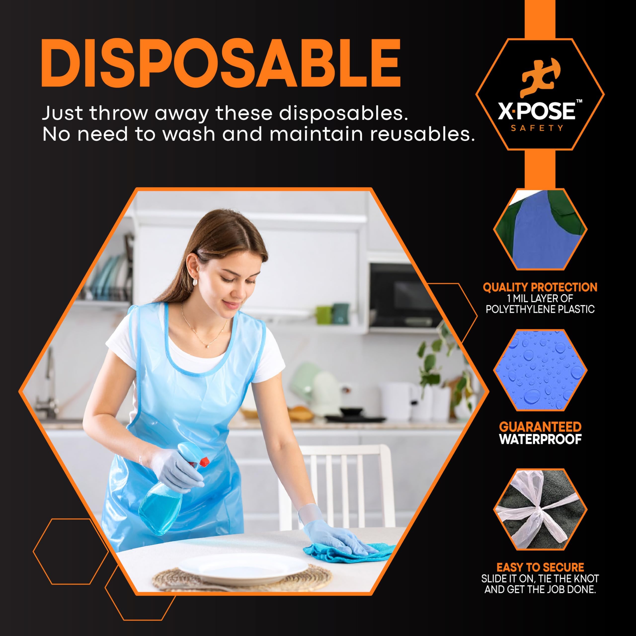 Snapklik.com : Xpose Safety 300 Blue Plastic Disposable Aprons For ...
