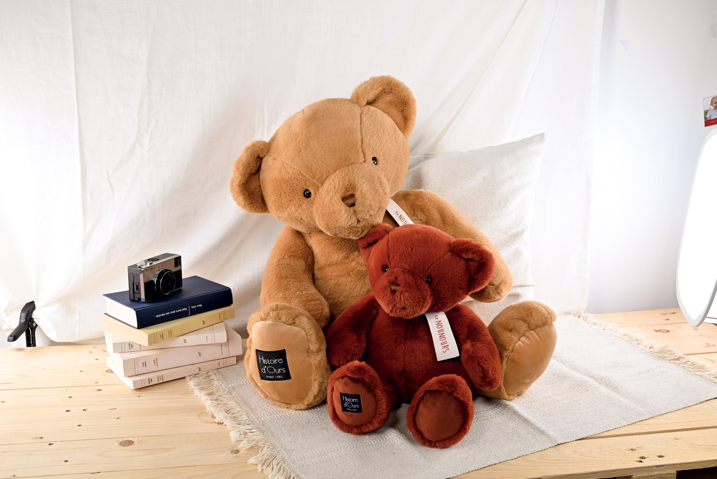 Histoire d'Ours - Le Teddybär, Haselnuss, 75 cm, Braun – 75 cm – Geschenk zur Geburt – HO3228