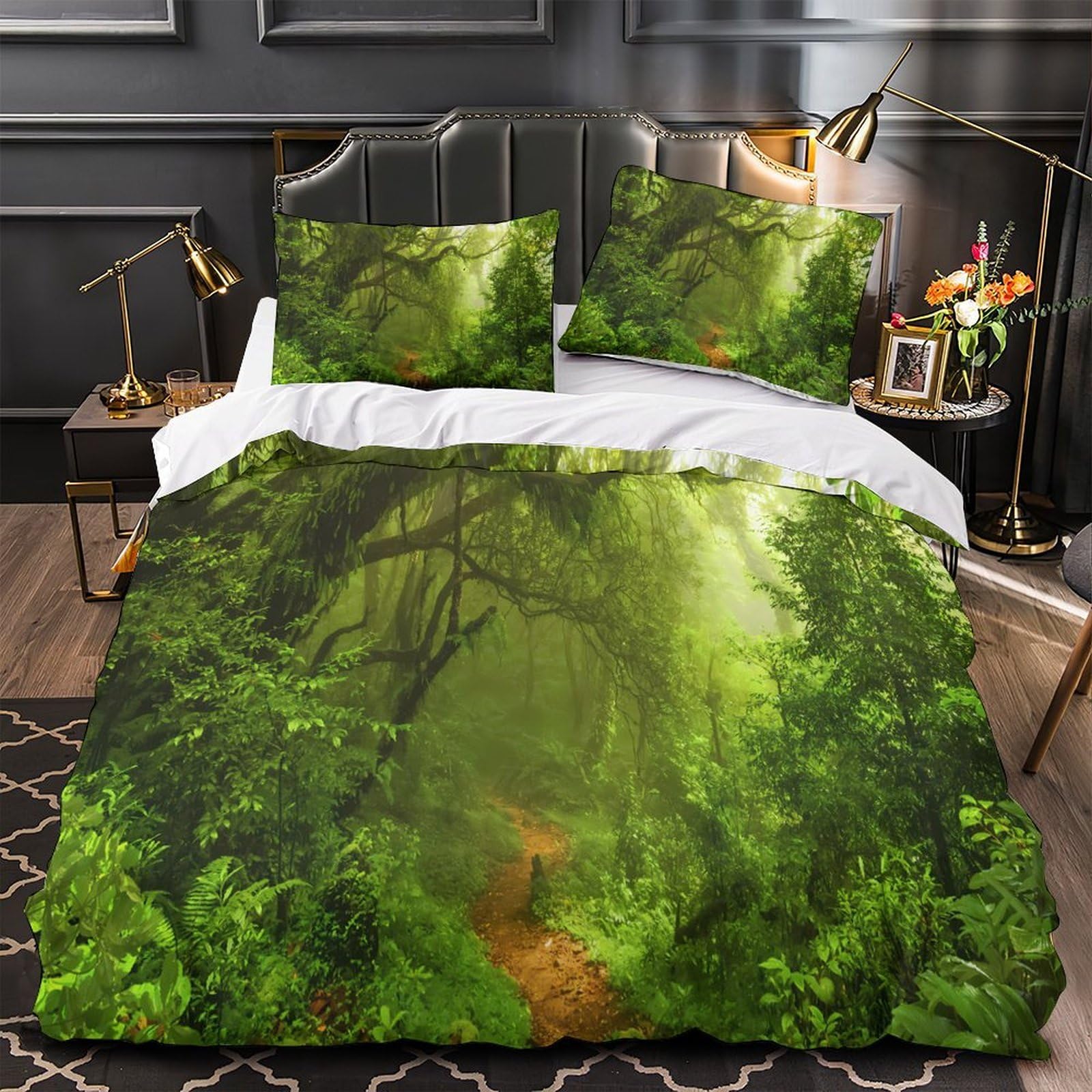 Parure de lit 3D microfibre résistante et de qualité supérieure motif jungle 140x200