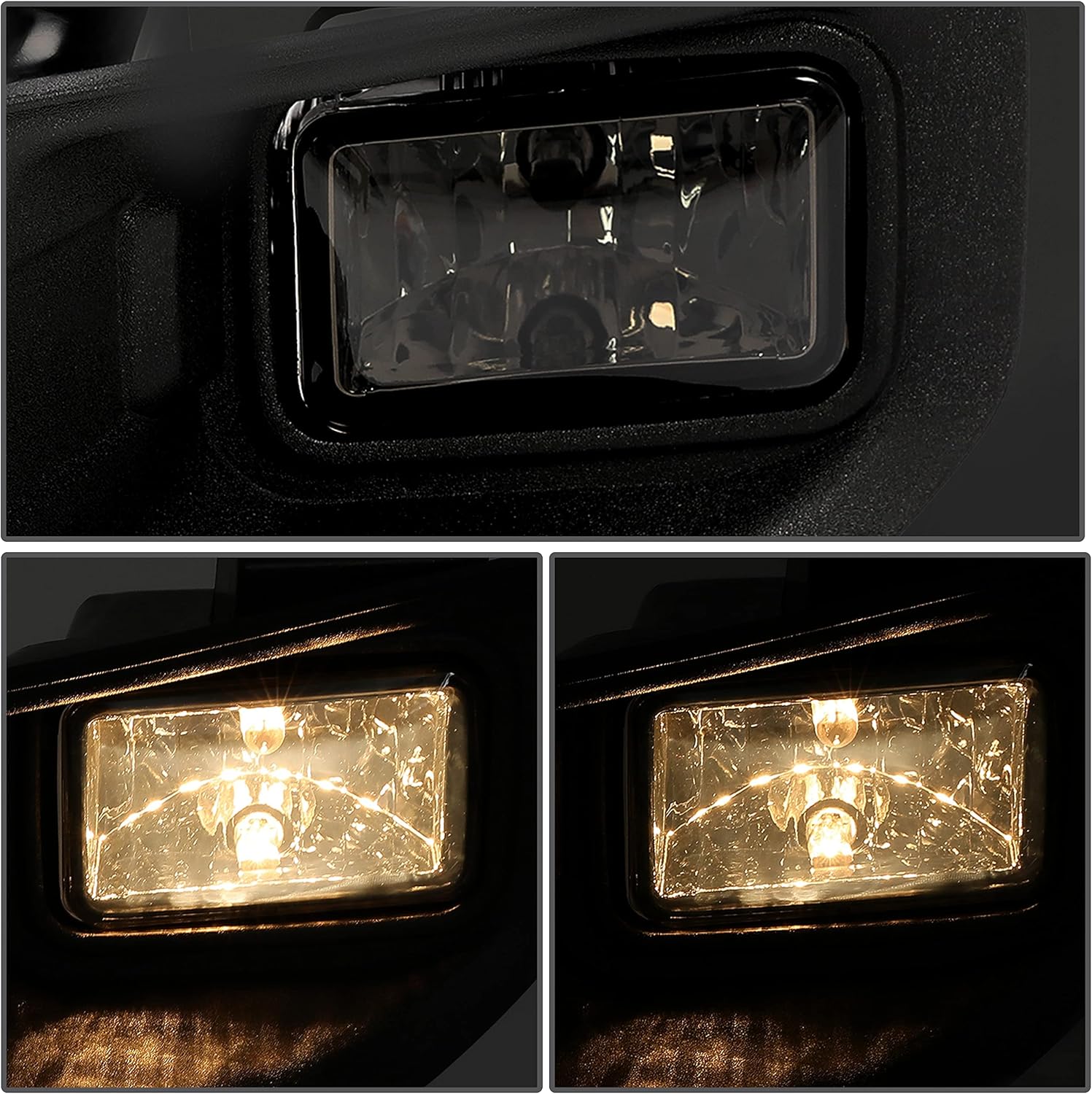 HECASA Driver & Passenger Side Fog Lights Compatible with 2015-2017 Ford F150 F-150 Replacement for FO2592235 FO2593235 FL3Z15201B FL3Z15200B w/Halogen Bulbs Plastic (Smoke Lens)