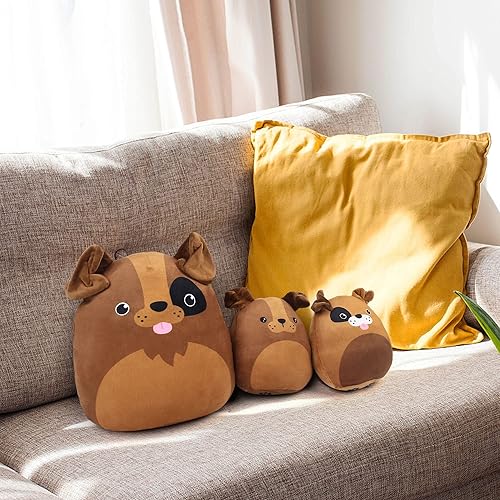 Miniatura 6 de BenBen - Juego de 3 cojines de peluche con diseño de perro, 12 y 7 pulgadas, animales de peluche esponjosos, juguetes para abrazar, Sra. Wags y
