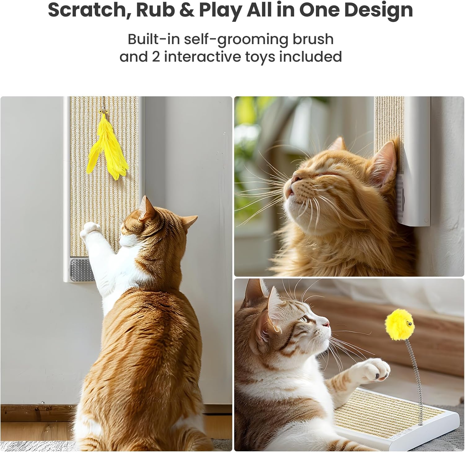 review SVD.PET Cat Scratcher, Sisal Cat Scratching Board w/Replaceable Sisal Pad, Self-Groom Brush & Cat Toys, Vertical Cat Wall Scratcher, Cat Scratching Post for Indoor Wall, Furniture Protection