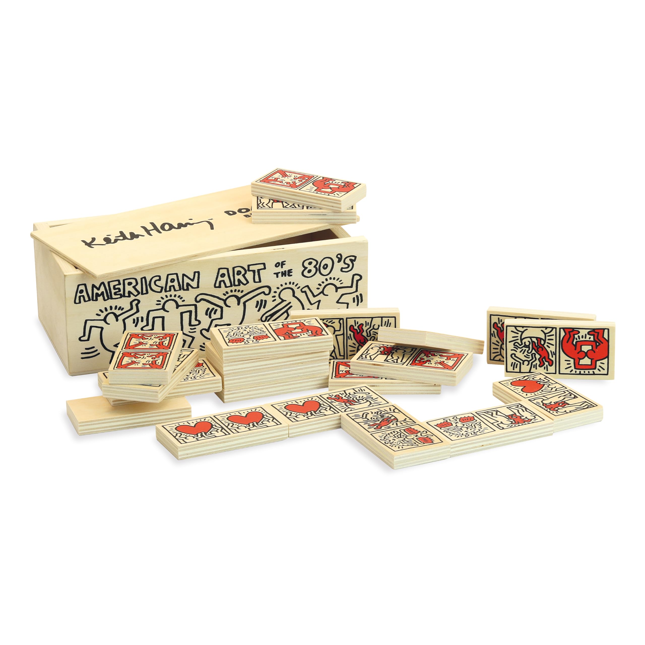 Vilac - Juego y Juguetes (Dominos Keith Haring de Madera, Decorado, diseño de reflexión, Educativo, Juego para niños a Partir de 12 Meses, Fabricado en Francia, 9264, Negro