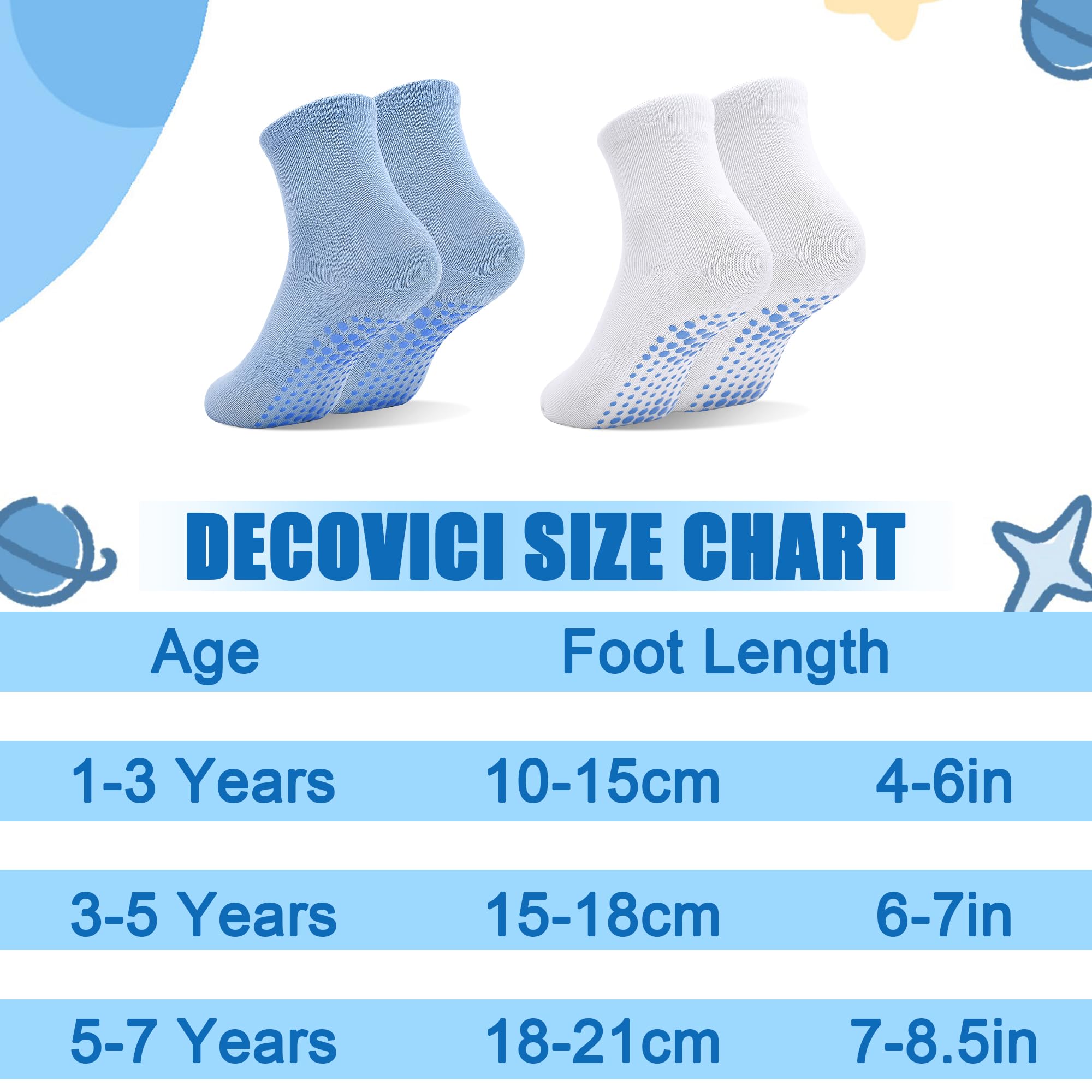 Rutschfeste Socken für Kleinkinder, mit Griffen, für Jungen und Mädchen, 12 / 24 Paar, 1-7 Jahre