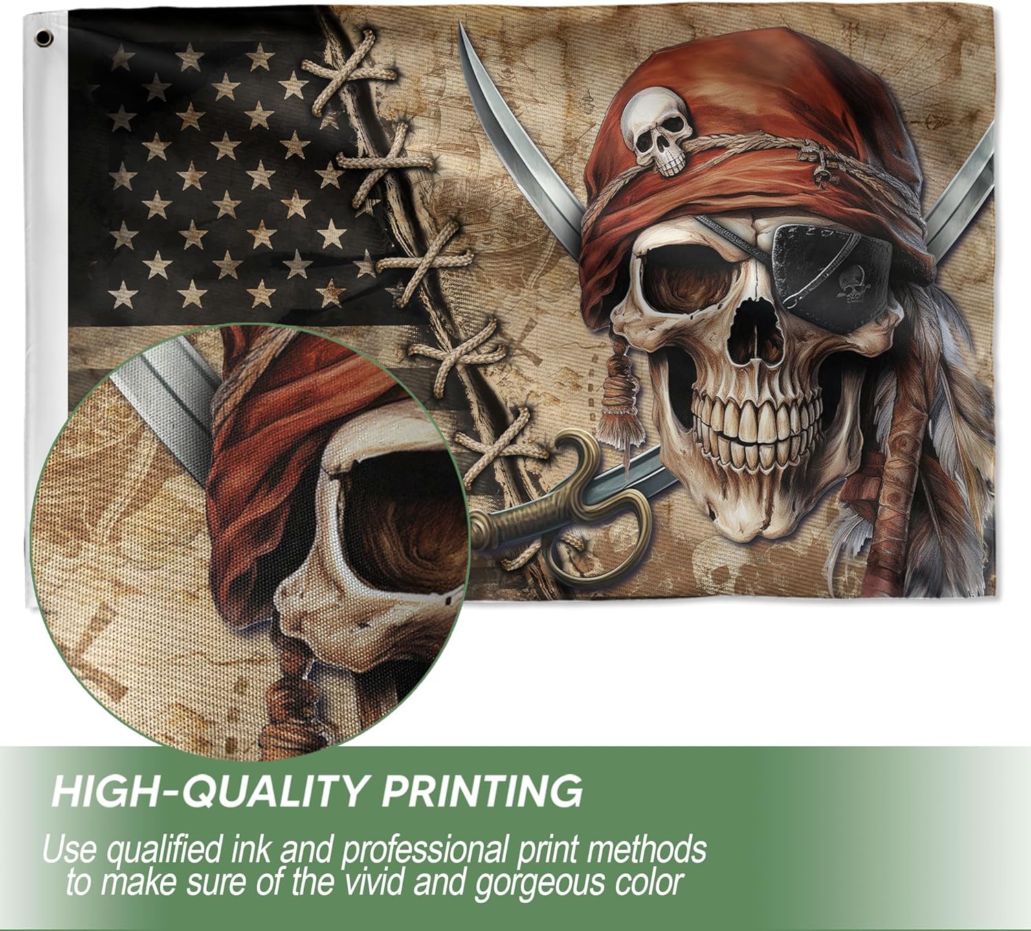 Pirate Flags For Outside 3x5, Pirate Flag 3x5 Double Sided with 2 Brass Grommets, Flag for Boat, Funny American Flag 2 (3x5ft)