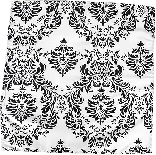 Miniatura 3 de Efavormart - Paquete de 25 servilletas de tela flocada de damasco negro/blanco, lino reutilizable, 20 x 20 pulgadas