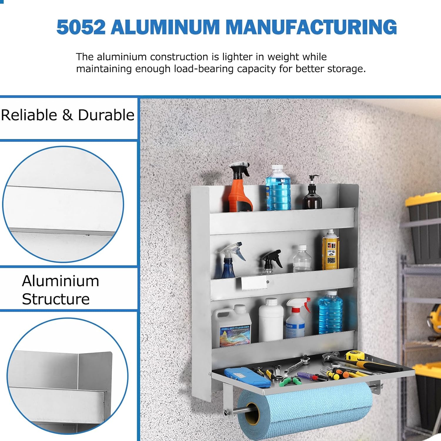 Wall Mounted Tool Tray, Storage Trailer Tool Cabinets, Small Wall Mounted Steel Cabinets Adjustable Shelves, for garages, Tool Rooms, Toilets, etc.