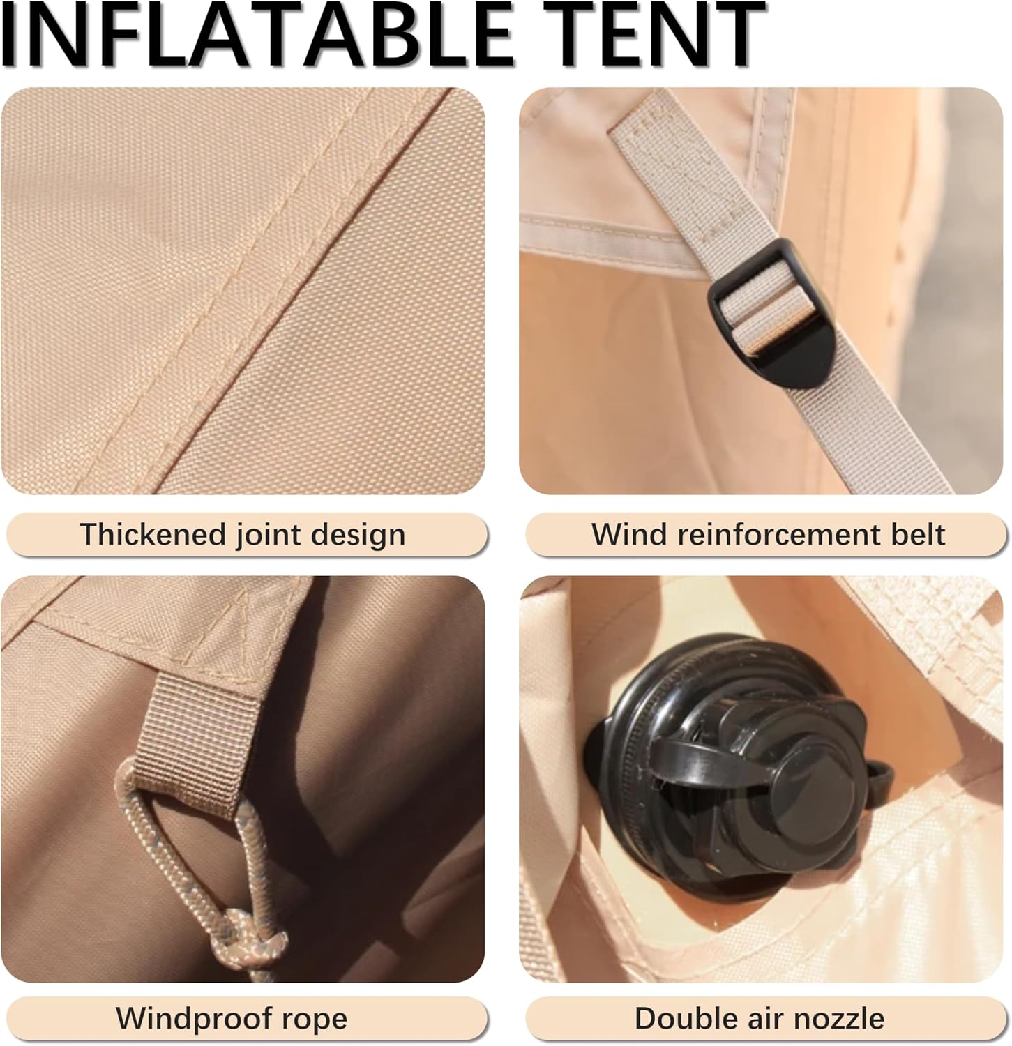 4-6 Person Inflatable Camping Tent with Pump - 4 Season Waterproof Glamping Tent, 410D Oxford Fabric with 12 Mesh Windows, Easy 5-Minute Setup for Family Outdoor Adventures