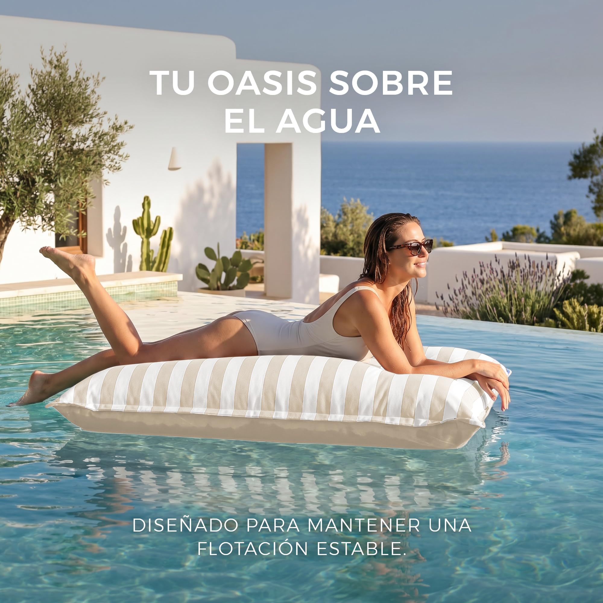 HAPPERS Big Sitzsack Toldotex - Riesiger Sitzsack für drinnen und draußen, schwimmender Sitzsack für Pool und Garten, Stoff sonnen- und wasserfest, inklusive Füllung, abnehmbar und waschbar, 127 x 155