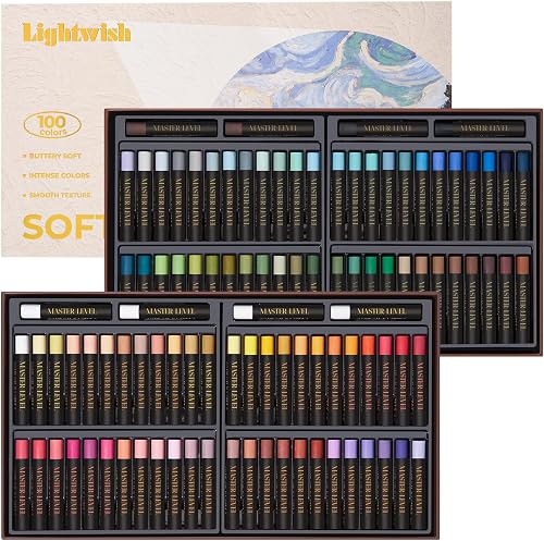 LIGHTWISH Professional Oil Pastels, 100 Vibrant Colors Plus 4 White, Set of 104, Creamy and Pigmented Artist Soft Oil Pastels for Blending, Layering & Shading