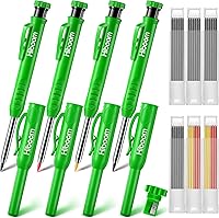 Vista 10 de Hiboom Paquete de 4 lápices de carpintero con 36 repuestos (rojo, negro, amarillo), herramienta de marcado de carpintería resistente de 0.116