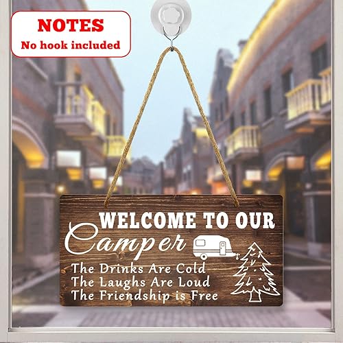 Miniatura 3 de Letrero de bienvenida a nuestro cámper, placa colgante de camping para caravana, exterior, interior, cámper, regalo para mujeres, campistas, patio,