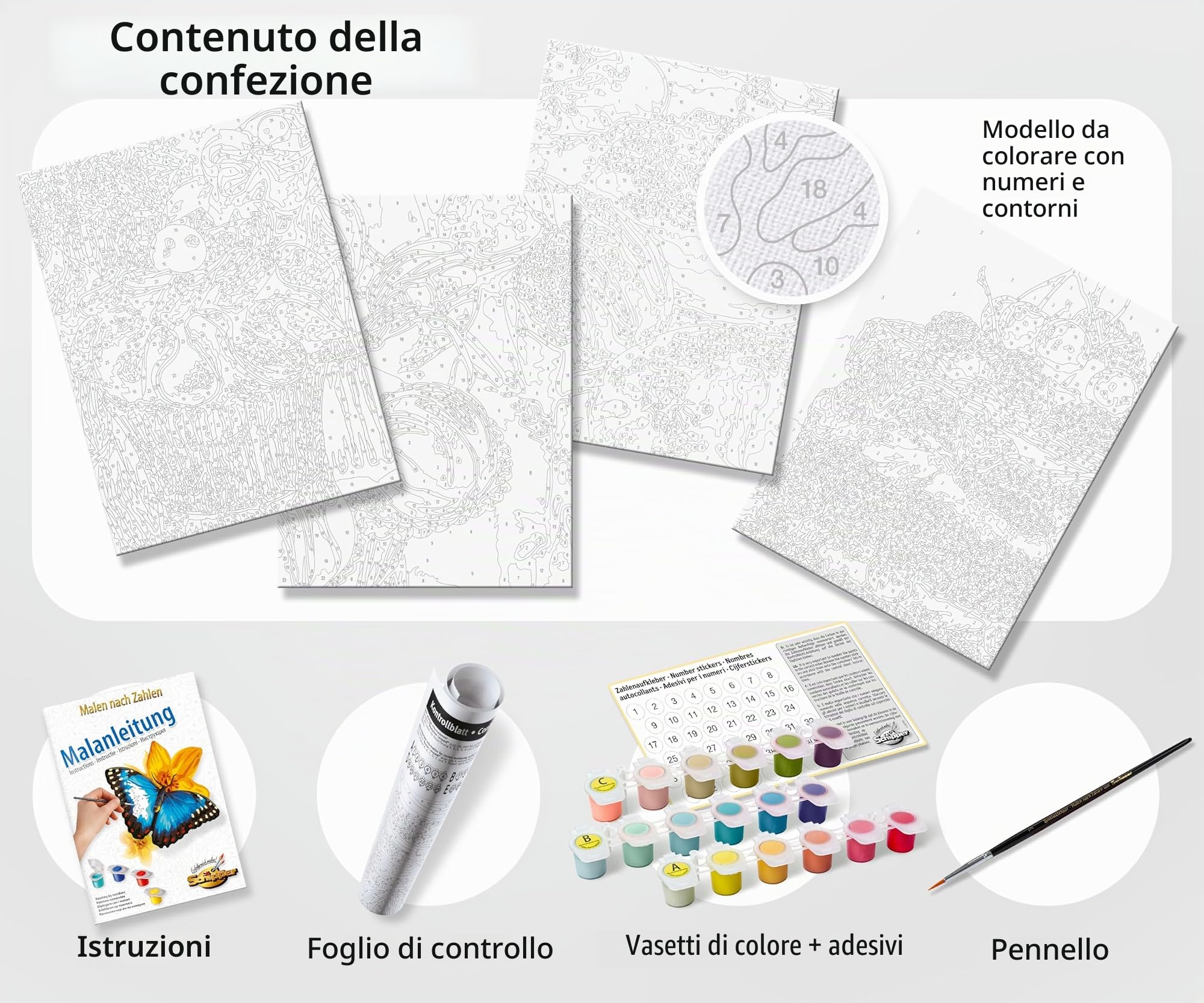 Schipper 609340687 - Dipingere con i Numeri, Soggetto: Le Erbe da Cucina, Quattro Pezzi