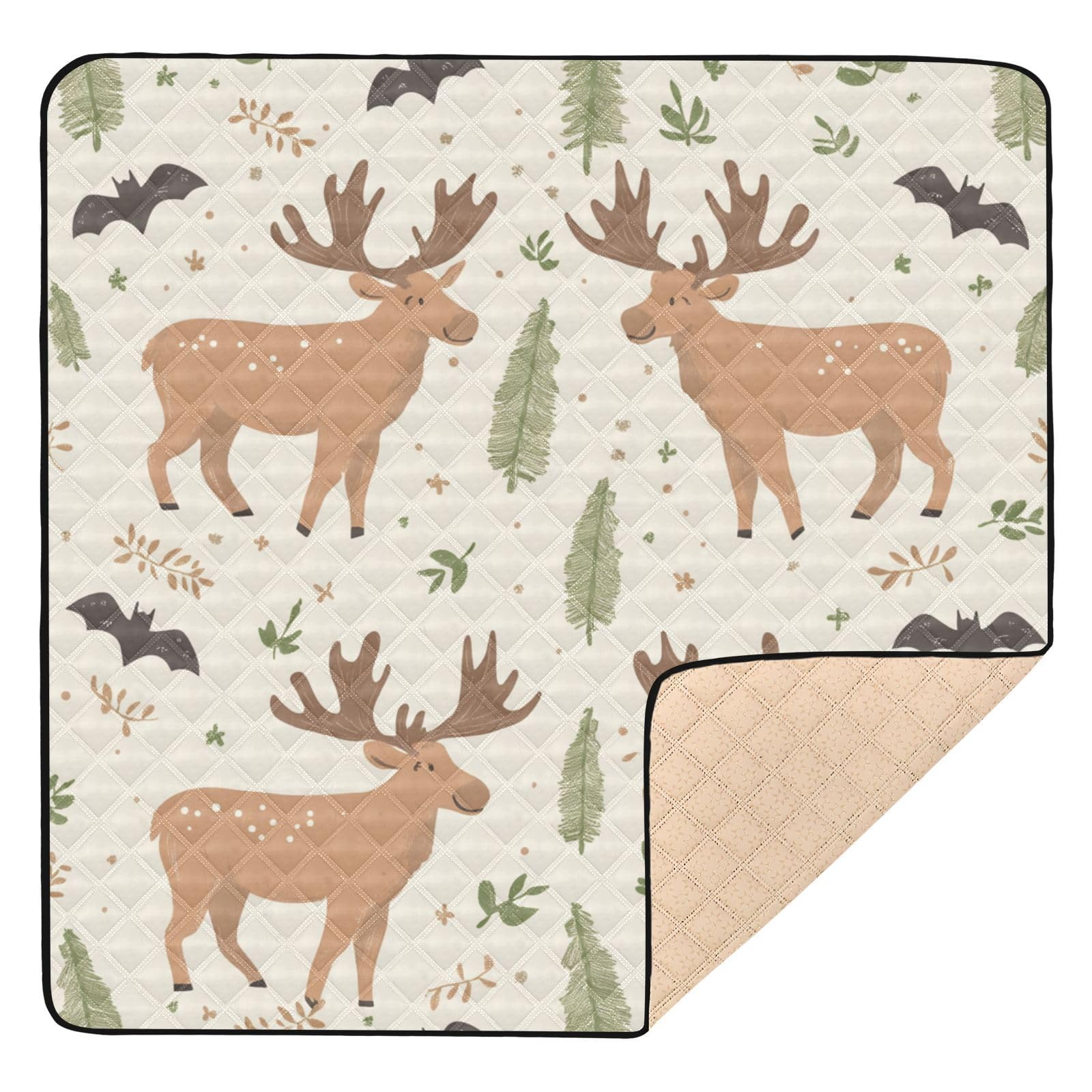 Kigai Cute Deer Baby Play Mat for Floor and Playpen 50x50 inch Non-Slip Baby Activity Playmat Waterproof Foldable Crawling Mat for Infants Toddlers