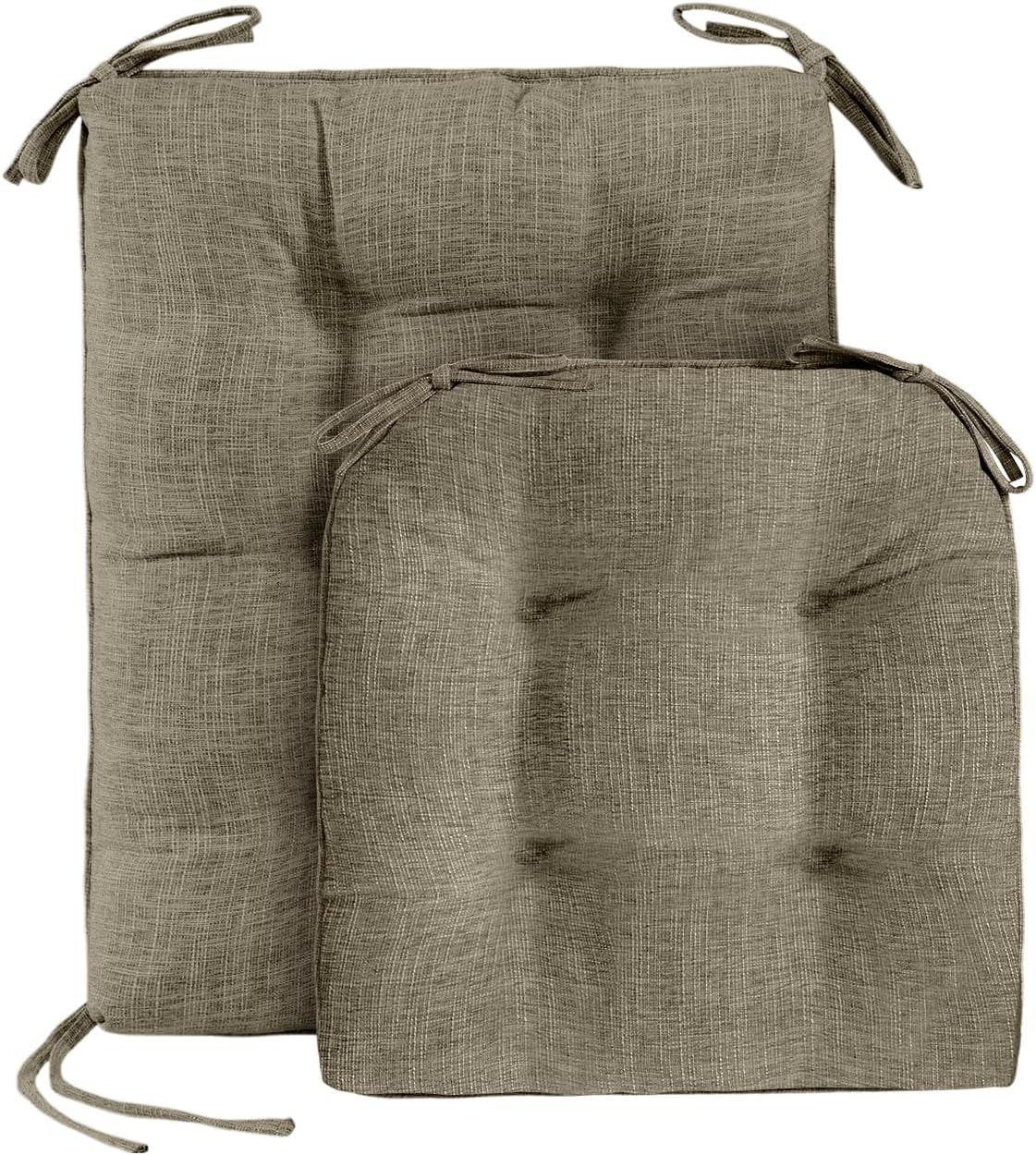 Basic Beyond Rocking Chair Cushions Set of 2, Porch Rocker Cushions for Wooden Rocking Chairs Outdoor with Thick Padding, Back Cushion with Ties, Tufted Seat Cushion with Non-Slip Backing(Khaki)