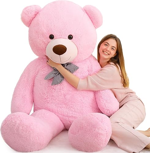 Miniatura 155 de MaoGoLan Oso de peluche color rosado gigante de 55 pulgadas, animales rellenos grandes y de tamaño real para novia Rosa,Azul,Marrón,Crema,Marrón
