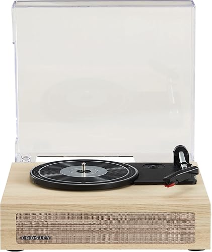 Crosley CR6042A-NA Scout - Tocadiscos Bluetooth de 3 velocidades con altavoces integrados, natural